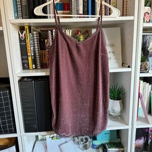 Who What Wear Mauve Velvet Lace Cami Tank Top